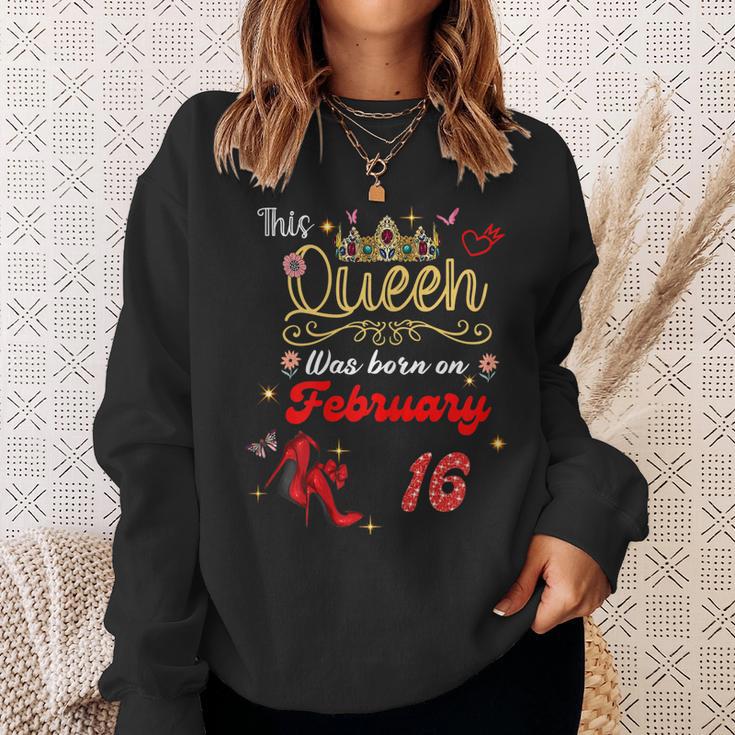 This Queen Was Born Am 16 Februar Geburtstag Frauen Sweatshirt Geschenke für Sie