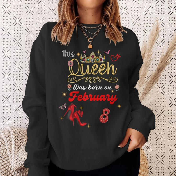 This Queen Was Born Am 8 Februar Geburtstag Frauen Sweatshirt Geschenke für Sie