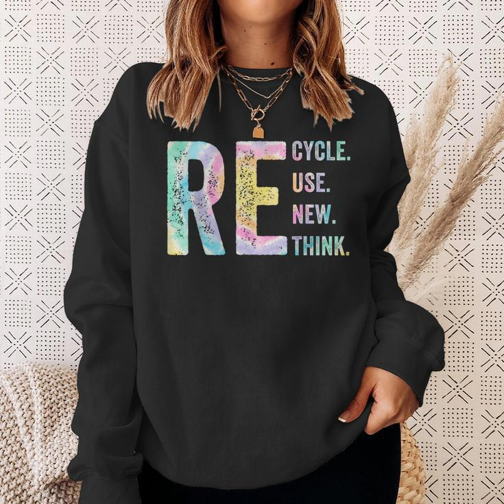Recycle Reuse Renew Rethink Tie Dye Environmental Activism Sweatshirt Gifts for Her