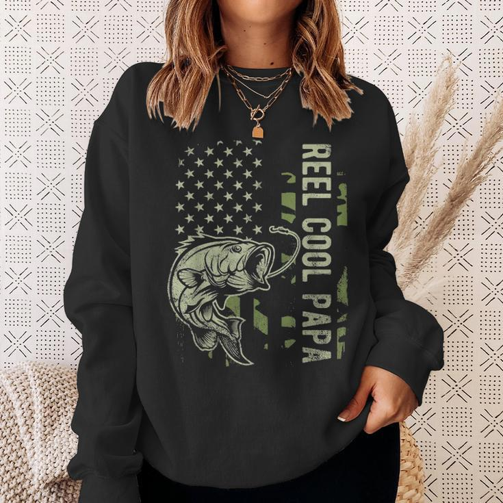 Reel Cool Papa Camouflage American Flag Fathers Day Gift Sweatshirt Gifts for Her
