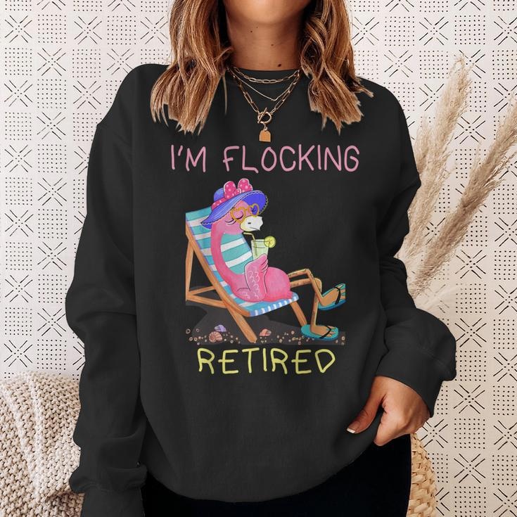 Retired Flamingo Lover Funny Retirement Party Coworker 2021 Men Women Sweatshirt Graphic Print Unisex Gifts for Her