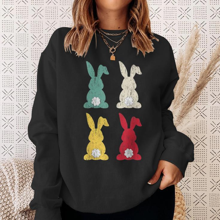 Retro Easter Bunny Vintage Colorful Rabbit Cute Happy Easter Sweatshirt Gifts for Her