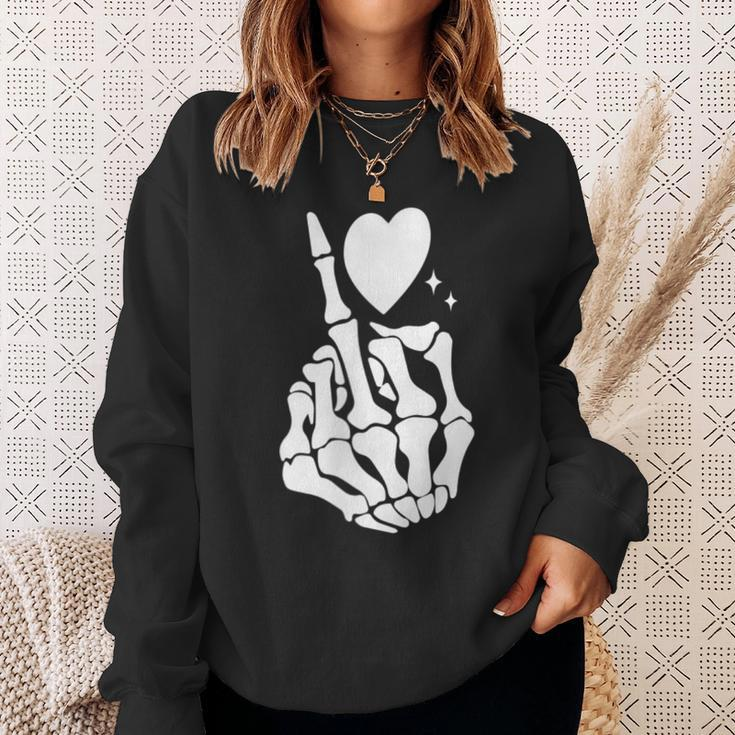 Retro Groovy Fuck Around And Find Out Finger Skeleton Sweatshirt Gifts for Her