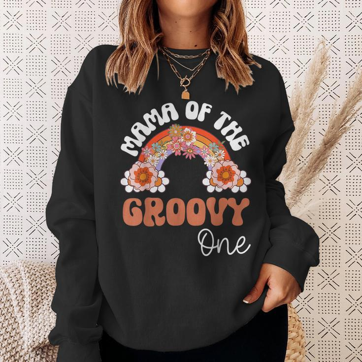 Retro Mama Of Groovy One Matching Family 1St Birthday Party Sweatshirt Gifts for Her