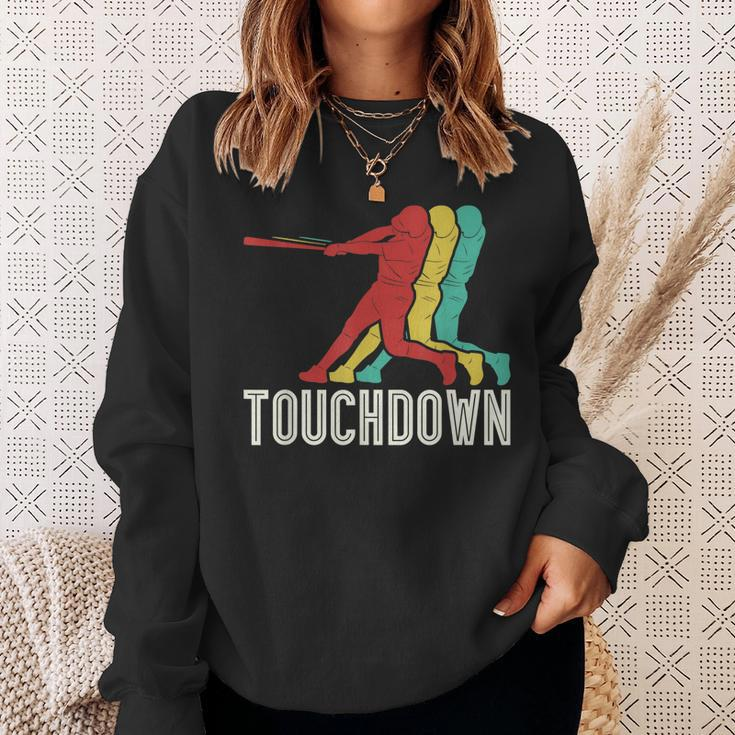 Retro Vintage Baseball Touchdown - Funny Baseball Apparel Sweatshirt Gifts for Her