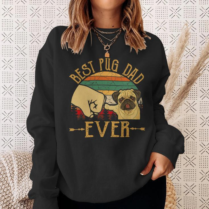 Retro Vintage Best Pug Dad Ever Sweatshirt Gifts for Her