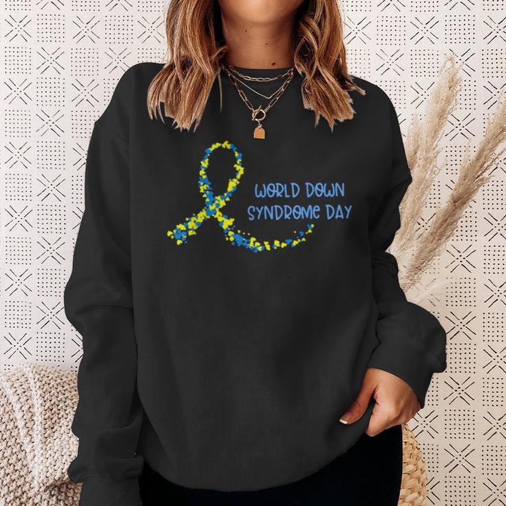 Ribbon World Down Syndrome Day V2 Sweatshirt Gifts for Her