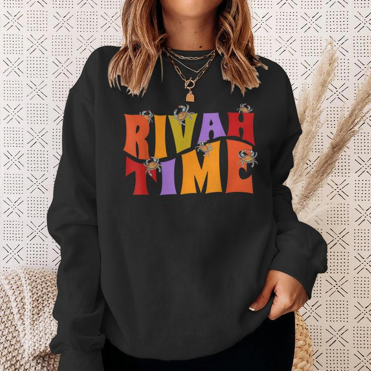 Rivah Time Retro Hippie Style With Blue Crab Sweatshirt Gifts for Her