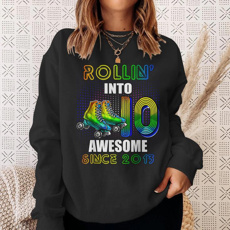 Rollin Into 10 Awesome 2013 Roller Skating 10Th Birthday Sweatshirt Gifts for Her