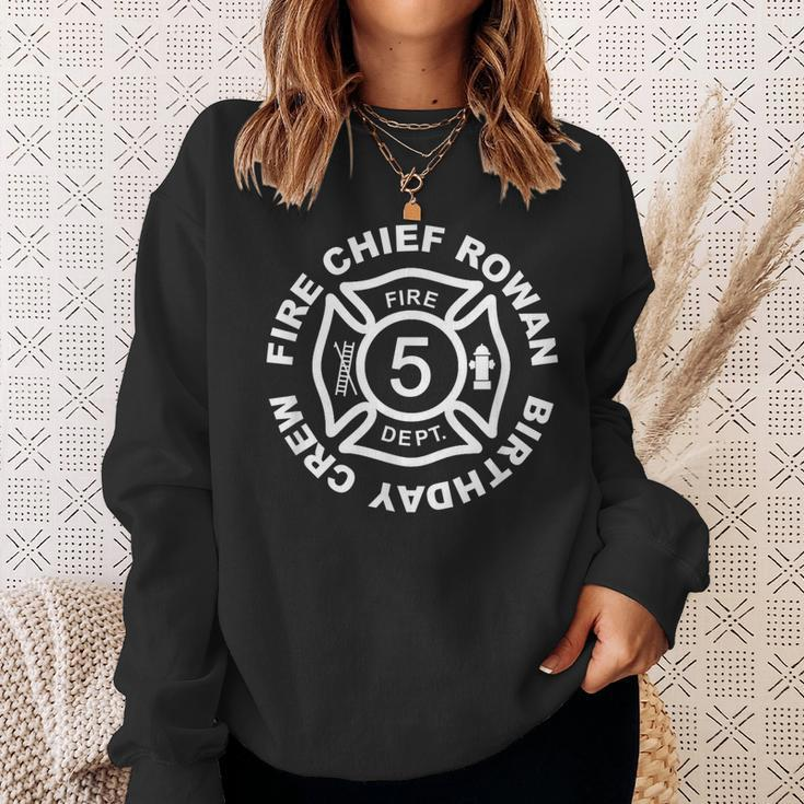 Rowan Fire Chief Bday Crew Fire Fighter 5Th Birth Fire Dept Sweatshirt Gifts for Her