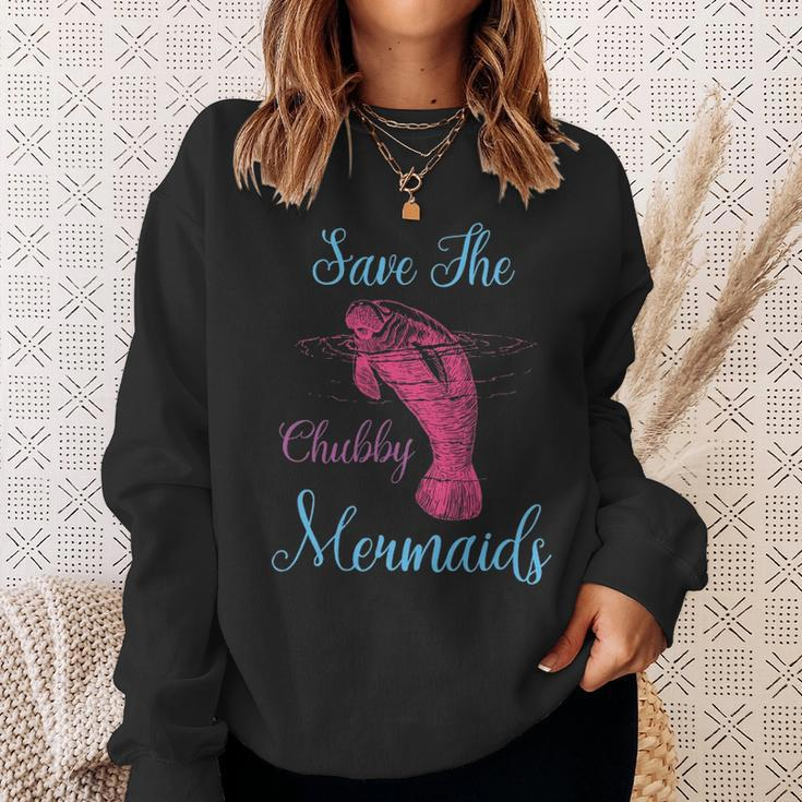Save The Chubby Mermaids Funny Love Manatee Sweatshirt Gifts for Her