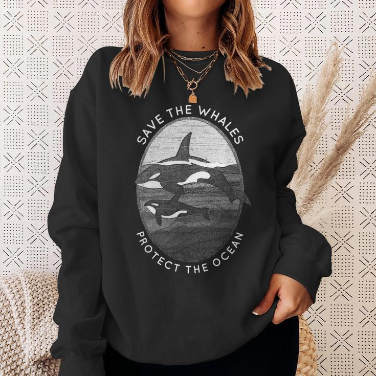 Save The Whales Protect The Ocean Orca Killer Whales Sweatshirt Gifts for Her