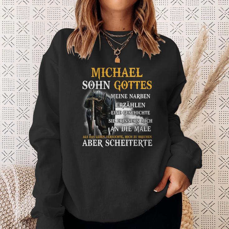 Schwarzes Sweatshirt mit Sensenmann & Michael – Sohn Gottes Spruch, Narben Story Geschenke für Sie