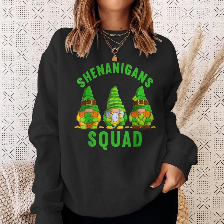 Shenanigans Squad Funny St Patricks Day Gnome Shamrock Irish Sweatshirt Gifts for Her