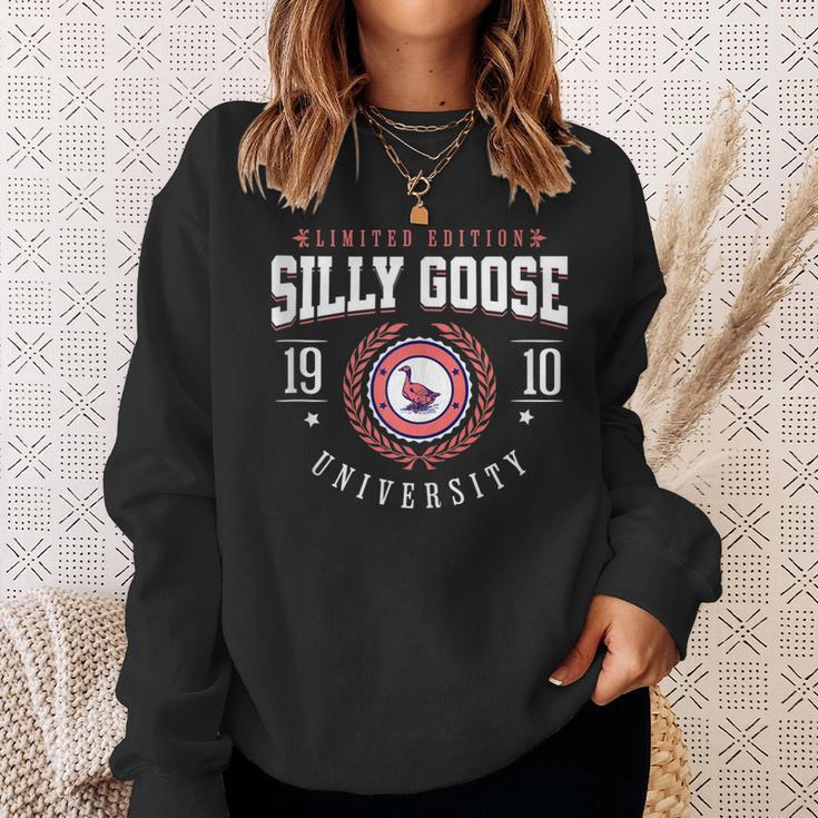 Silly Goose University Funny College Meme Sweatshirt Gifts for Her