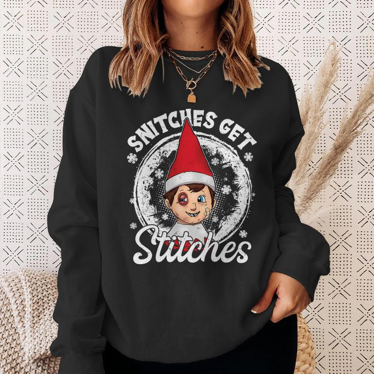 Snitches Get Stitches The Elf Xmas Funny Christmas Sweatshirt Gifts for Her