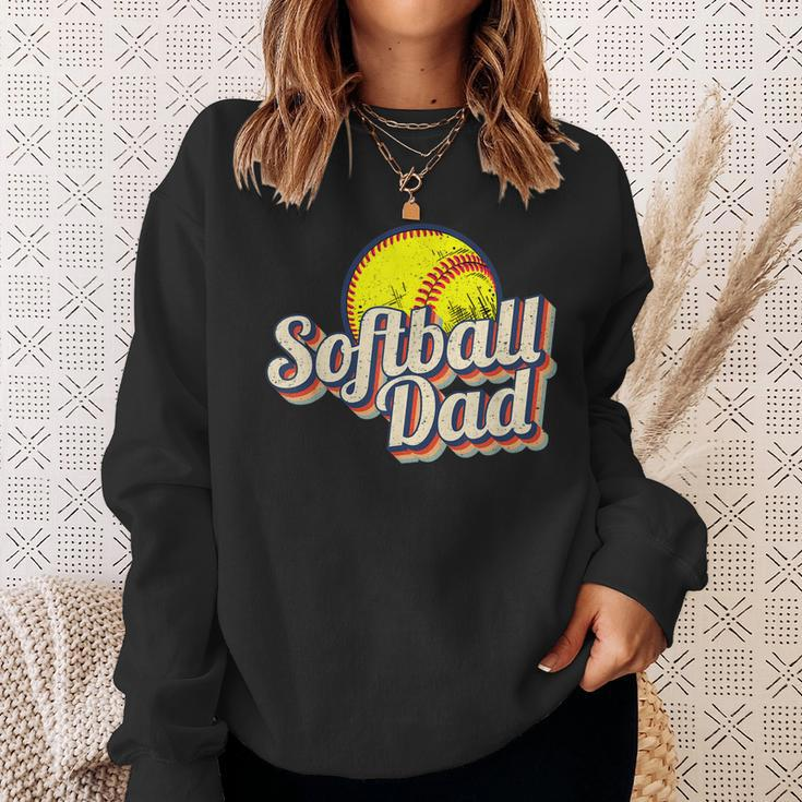 Softball Dad Funny Retro Vintage Softball Dad Sweatshirt Gifts for Her