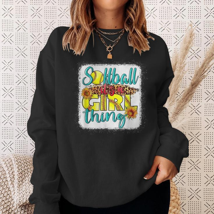 Softball Its A Girl Thing - Leopard Serape Love Softball Sweatshirt Gifts for Her