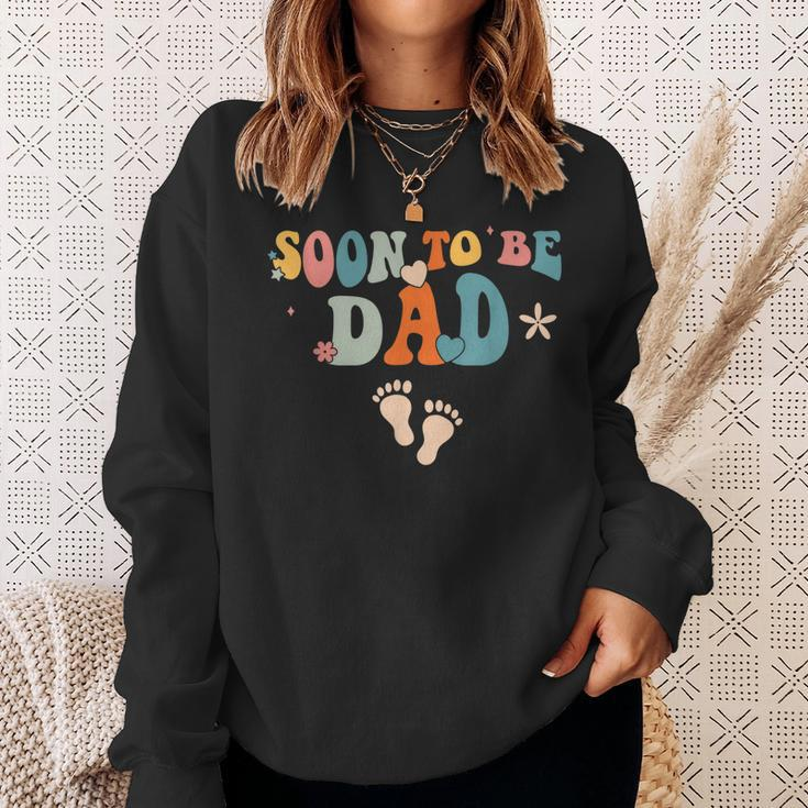 Soon To Be Dad Pregnancy Announcement Retro Groovy Funny Sweatshirt Gifts for Her
