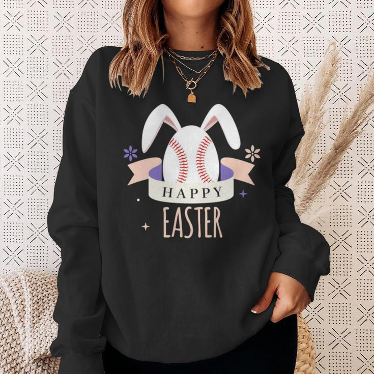 Sport Bunny Baseball Easter Day Egg Rabbit Baseball Ears Funny Sweatshirt Gifts for Her