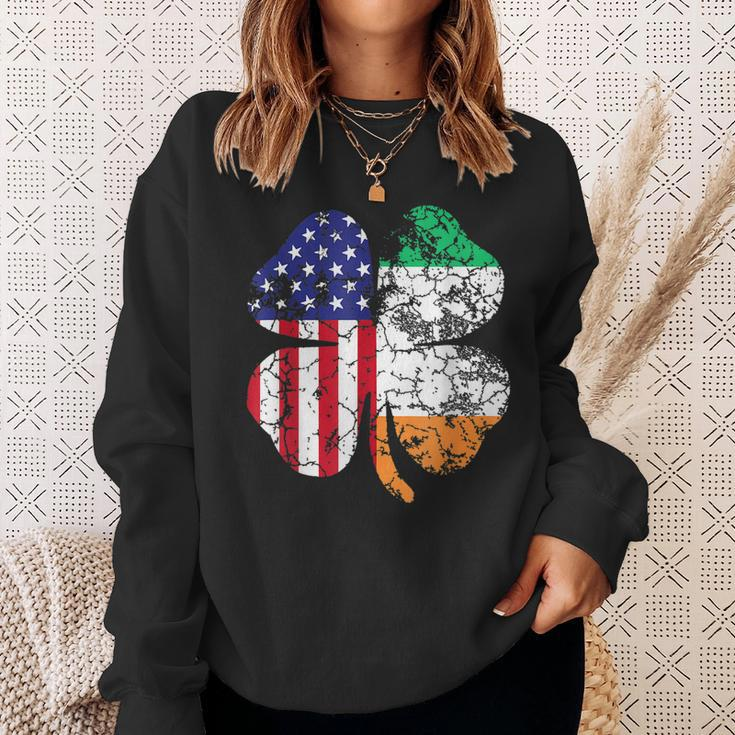 St Patricks Day Irish American Flag Shamrock V2 Sweatshirt Gifts for Her