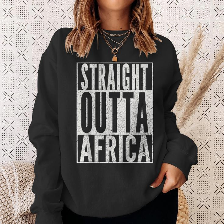 Straight Outta Africa Best African Vintage Retro Men Women Sweatshirt Graphic Print Unisex Gifts for Her
