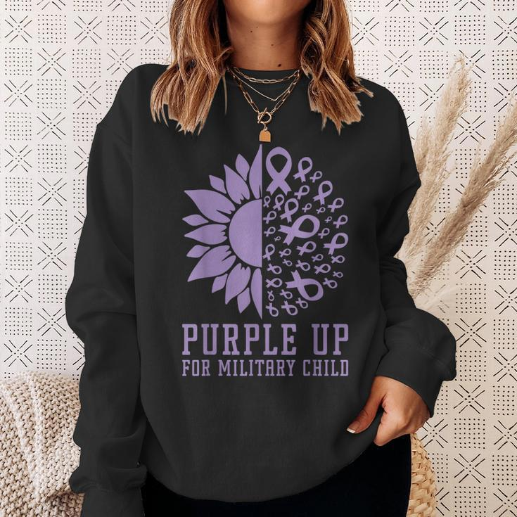 Sunflower Purple Up For Military Kids Military Child Month Sweatshirt Gifts for Her