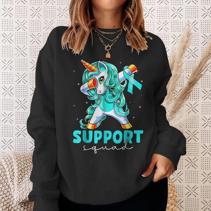 Support Squad Sexual Assault Awareness Teal Unicorn Sweatshirt Gifts for Her
