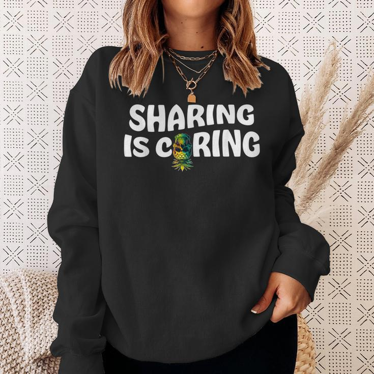 Swinging Swinger Upside Down Pineapple Sharing Is Caring Sweatshirt Gifts for Her