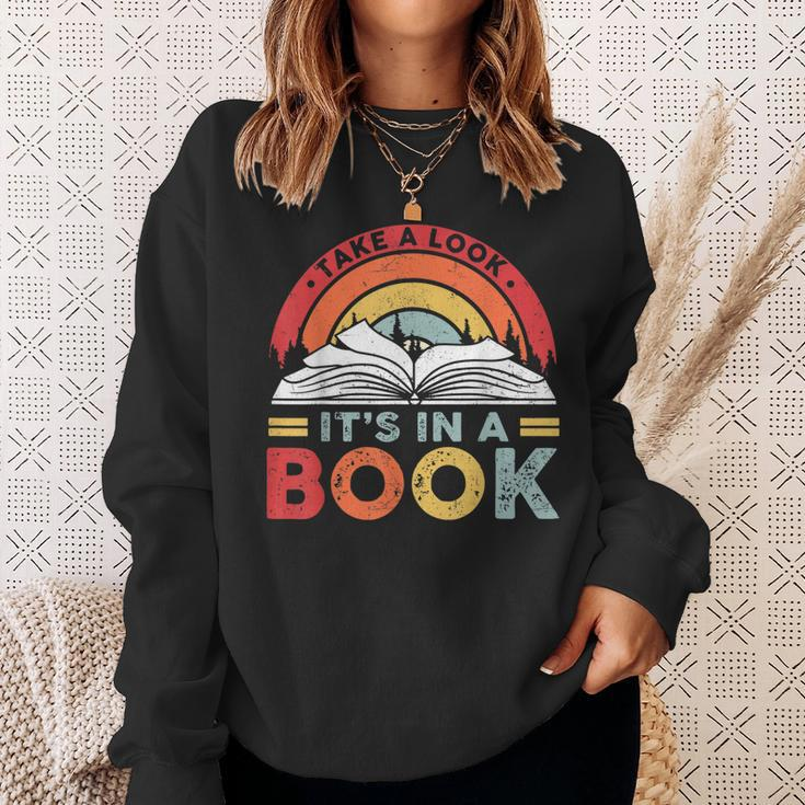 Take A Look Its In A Book Vintage Reading Bookworm Librarian Sweatshirt Gifts for Her