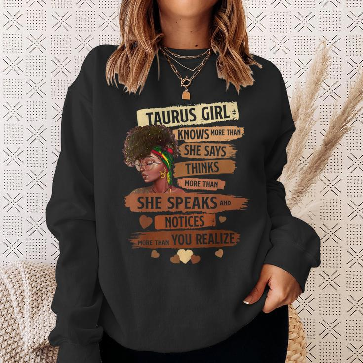 Taurus Girl Knows More Than She Says Birthday Girl Sweatshirt Gifts for Her