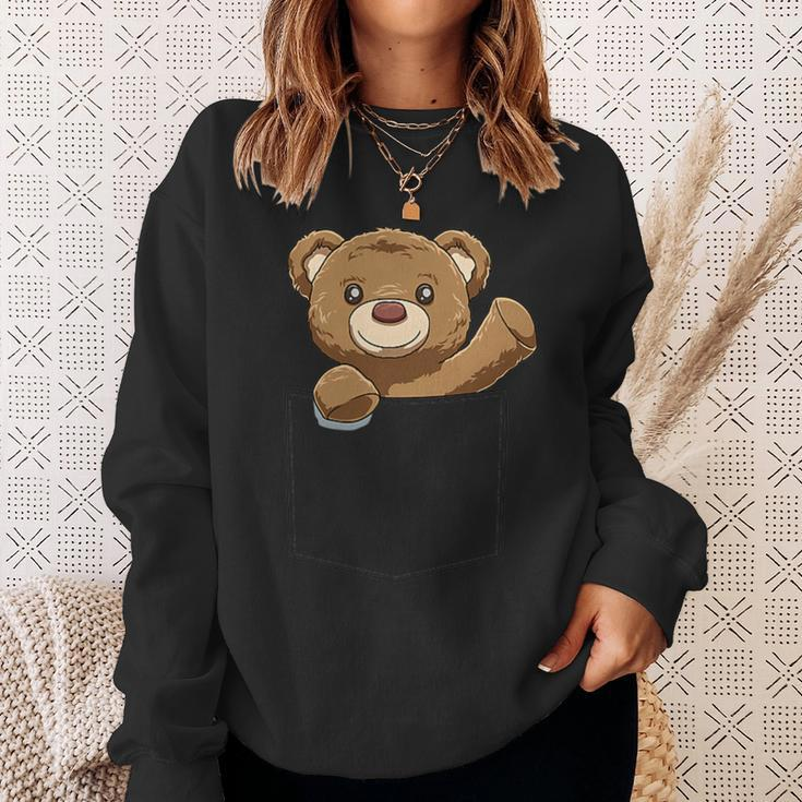 Teddy Bear Pocket Teddy Bear In Pocket Teddy Bear Peeking Sweatshirt Gifts for Her