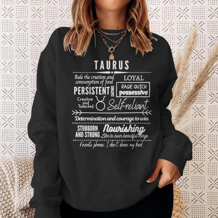 Text Design Taurus Zodiac Signs Traits Sweatshirt Gifts for Her