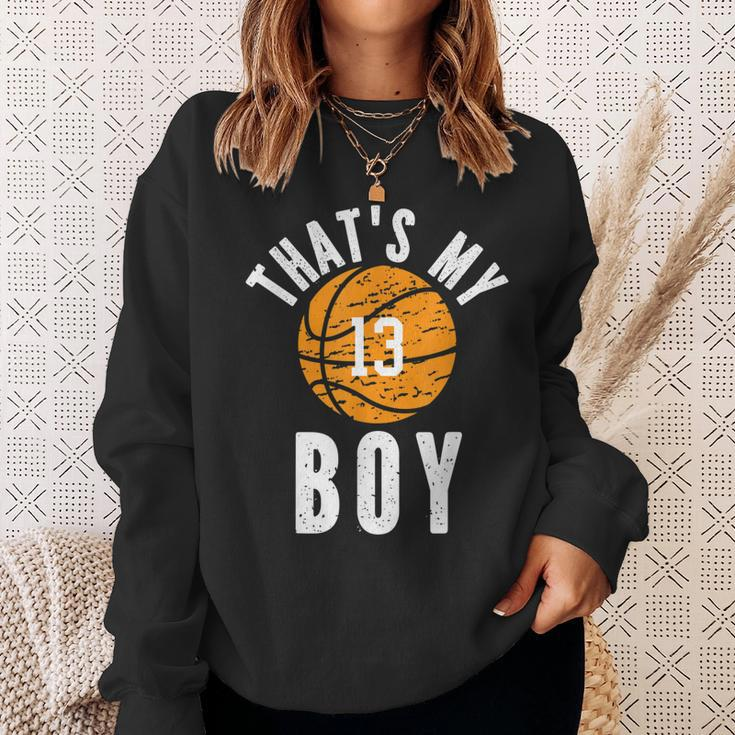 Thats My Boy Jersey Number 13 Vintage Basketball Mom Dad Sweatshirt Gifts for Her