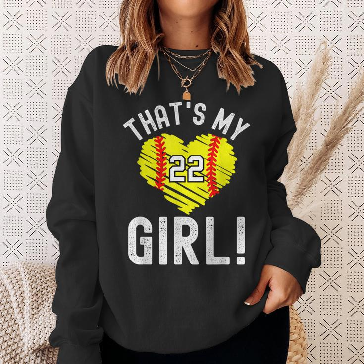 Thats My Girl Vintage Number 22 Heart Softball Mom Dad Sweatshirt Gifts for Her