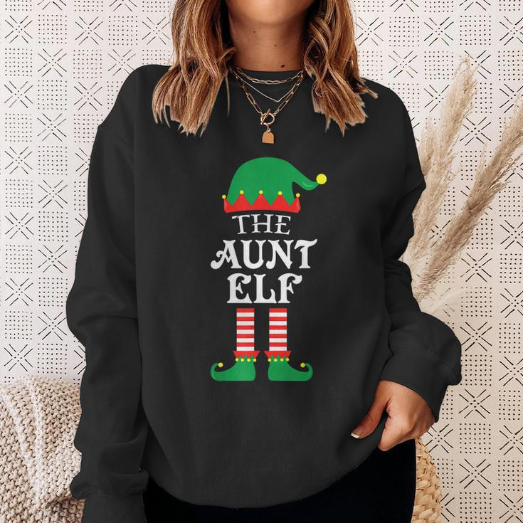 The Aunt Elf Matching Family Group Christmas Pajama Sweatshirt Gifts for Her