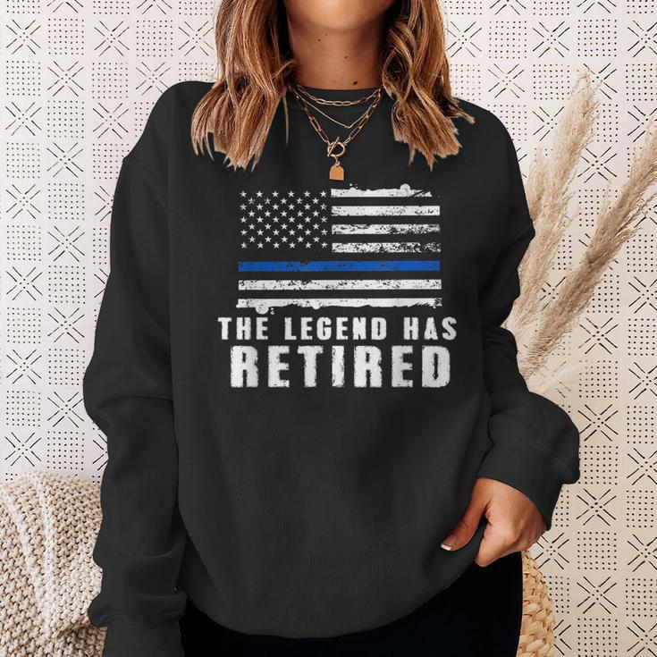 The Legend Has Retired Blue Line Officer Retirement Gift Sweatshirt Gifts for Her