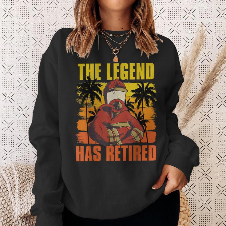 The Legend Has Retired Palm Trees Fireman Proud Firefighter Sweatshirt Gifts for Her