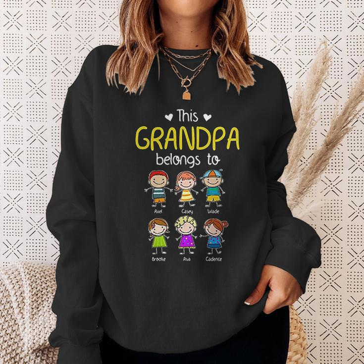 This Grandpa Belongs To Personalized Grandpa Men Women Sweatshirt Graphic Print Unisex Gifts for Her