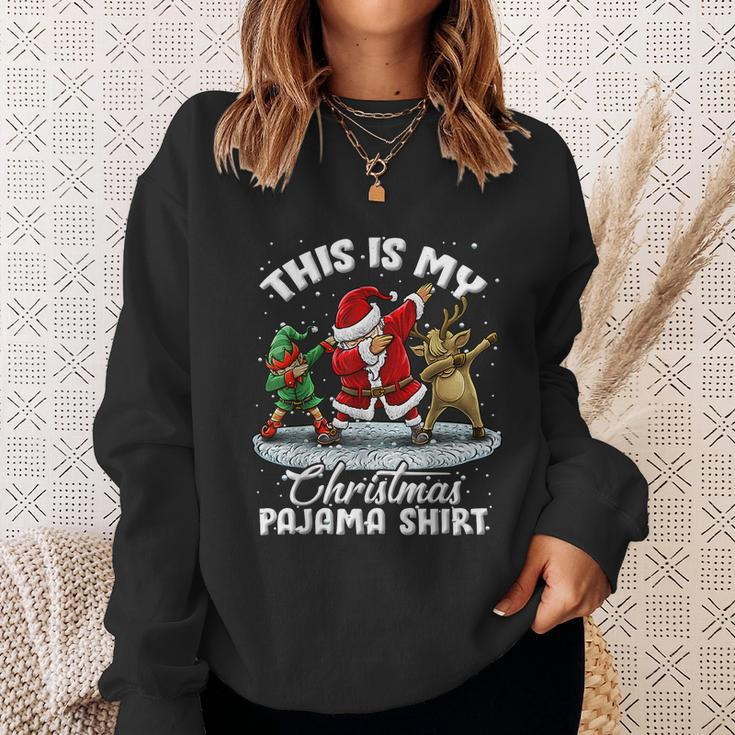 This Is My Christmas Pajama Shirt Dabbing Santa Elf Pajamas Sweatshirt Gifts for Her