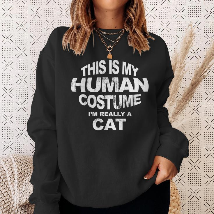 This Is My Human Costume Christmas Cat Pajama Men Women Sweatshirt Graphic Print Unisex Gifts for Her