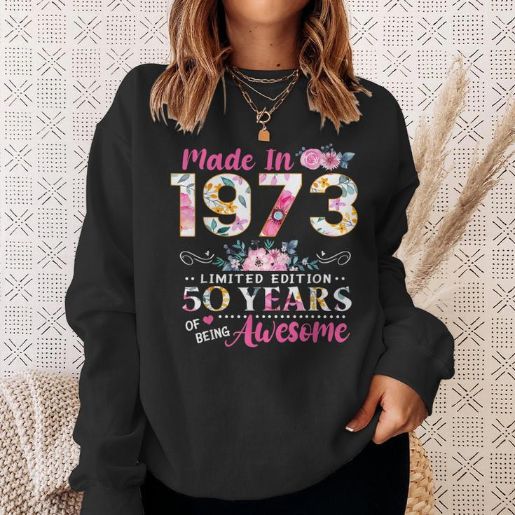 Turning 50 Floral Made In 1973 50Th Birthday Gifts Women Sweatshirt Gifts for Her