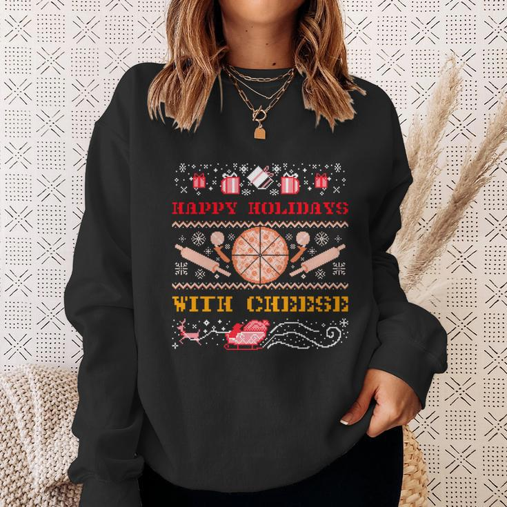 Ugly Christmas Sweater Burger Happy Holidays With Cheese V15 Sweatshirt Gifts for Her