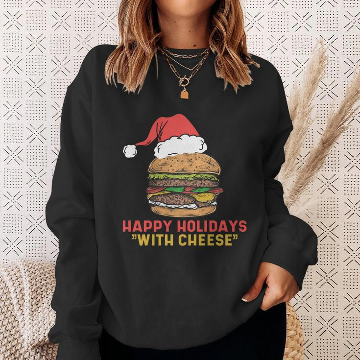 Ugly Christmas Sweater Burger Happy Holidays With Cheese V2 Sweatshirt Gifts for Her