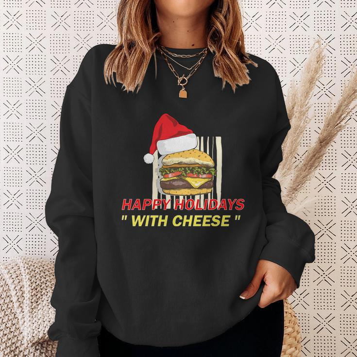 Ugly Christmas Sweater Burger Happy Holidays With Cheese V21 Sweatshirt Gifts for Her