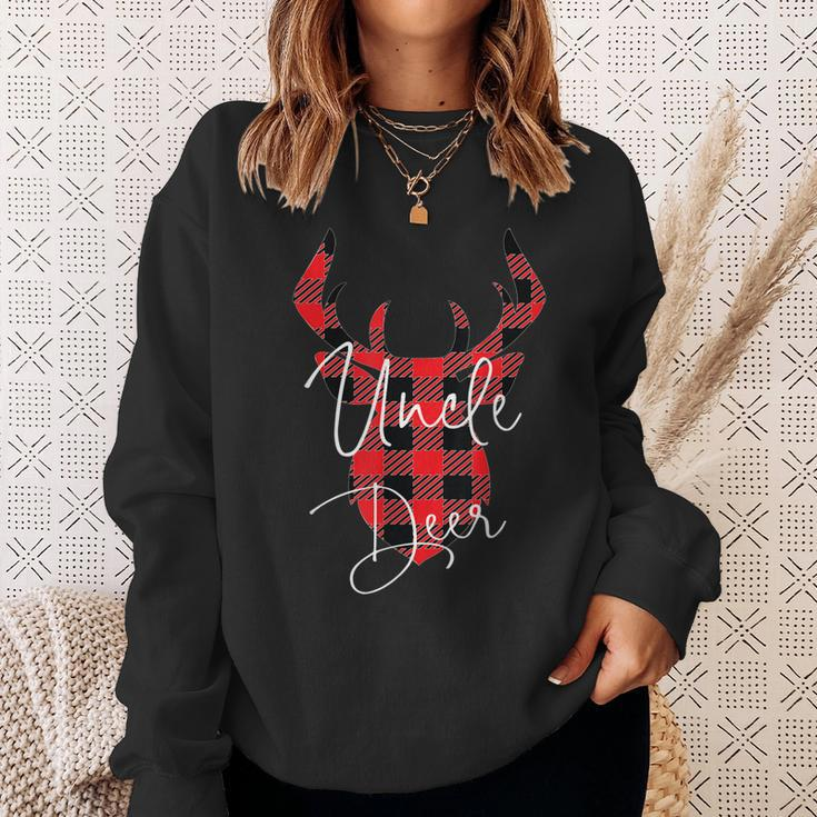 Uncle Deer Christmas Pajama Red Plaid Buffalo Matching Sweatshirt Gifts for Her