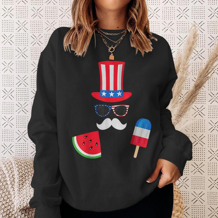Uncle Sam Costume Watermelon Ice Cream 4Th Of July Sweatshirt Gifts for Her