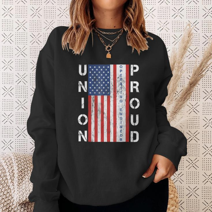 Union Proud American Flag Operating Engineer Men Women Sweatshirt Graphic Print Unisex Gifts for Her