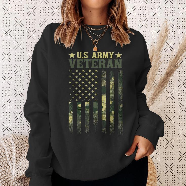 Us Army Veteran Patriotic Military Camouflage American Flag Sweatshirt Gifts for Her