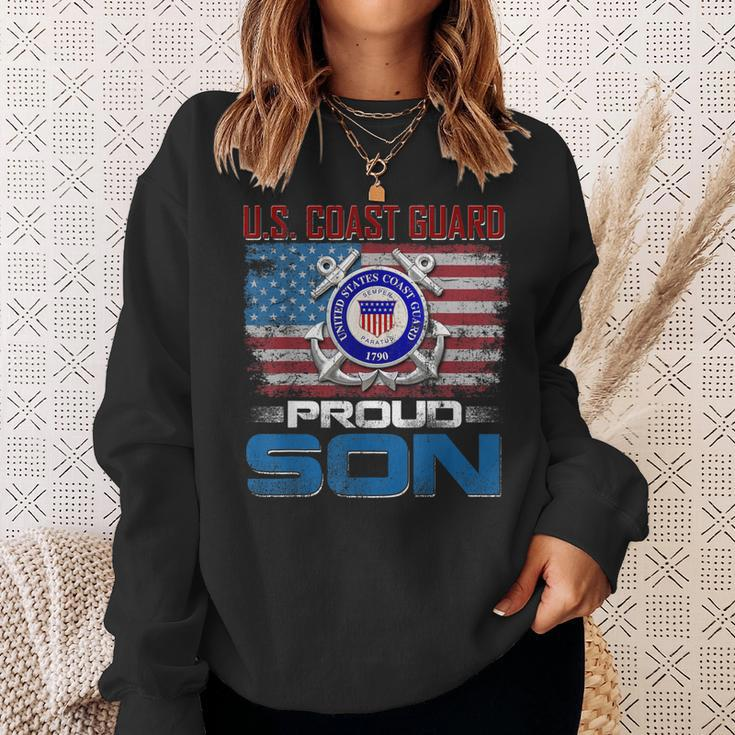 US Coast Guard Proud Son With American Flag Gift Sweatshirt Gifts for Her